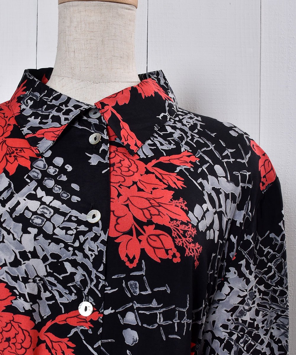 Made in Europe oriental Flower Pattern Short Sleeve Shirtå衼åꥨ󥿥  Ⱦµ ͥ
