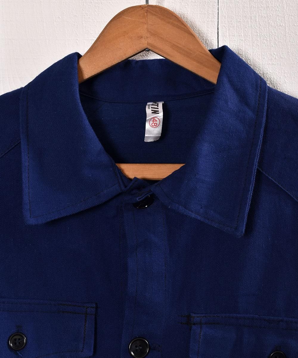 【70s】イタリア製ユーロワークジャケット/ コットンツイル/ ink blue Made in Italy Cotton Twill Work Jacket | イタリア製 コットン