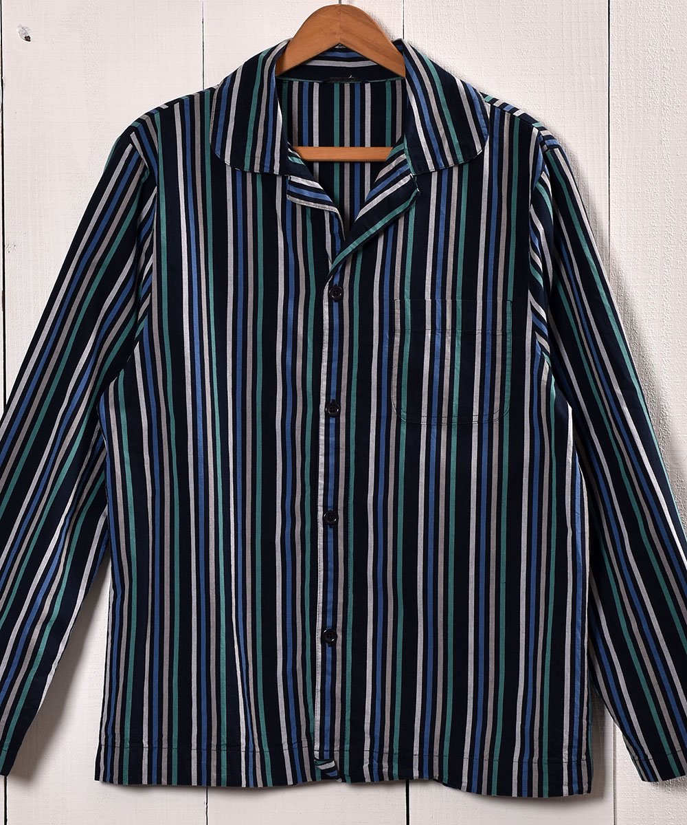  Stripe Pattern Pajamas Shirt | ȥ饤 ѥޥġ꡼ߥͥӡ  ͥå  岰졼ץե롼 ࡼ
