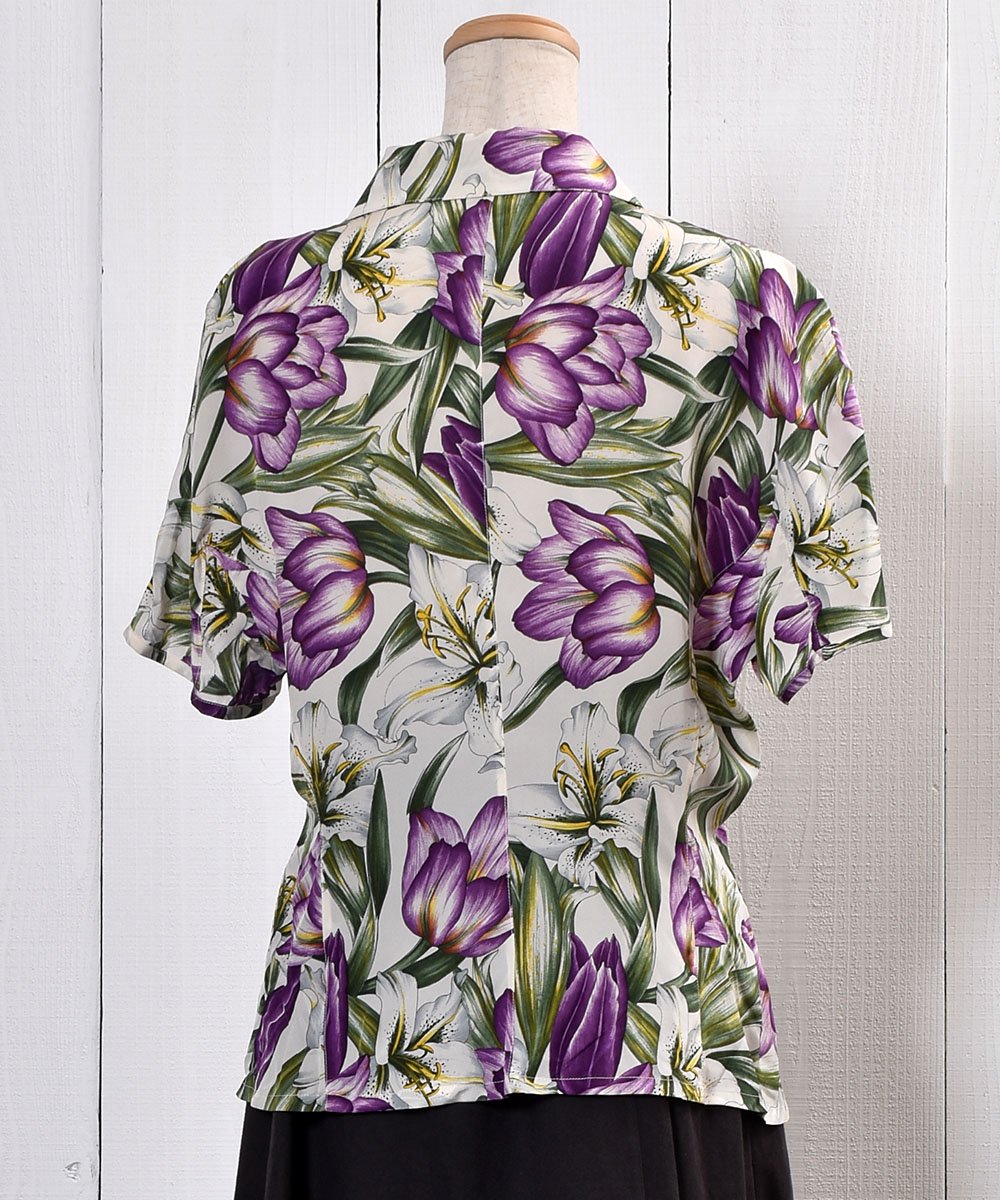 Flower Pattern Tailored Collar Short Sleeve Shirtåơ顼ɥ顼  Ⱦµ륯ĥͥ