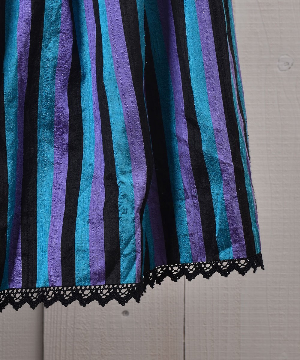 Stripe Pattern Shirring Tyrol Skirt Silkåȥ饤ץѥ 㡼ꥷ륯 륹ȥͥ