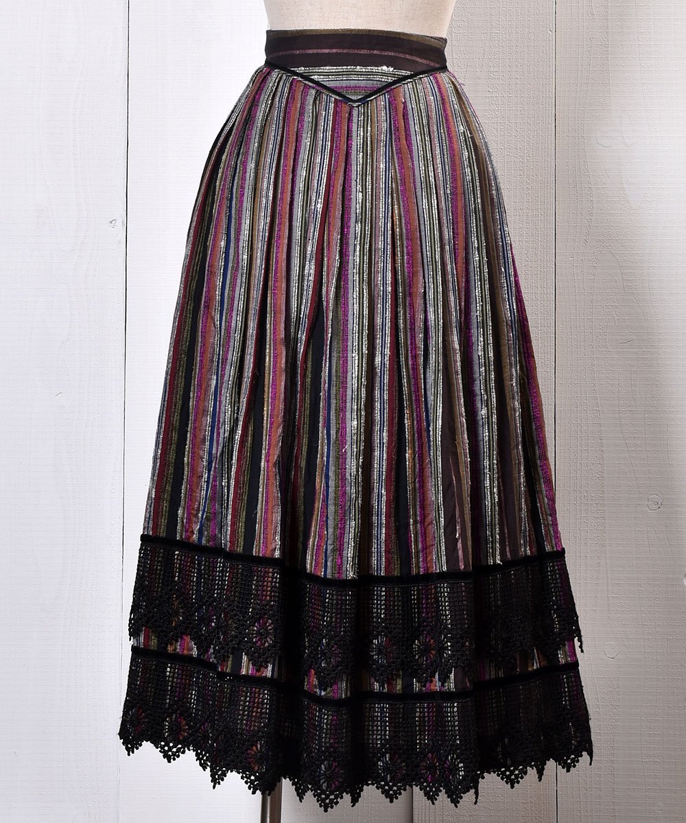  Made in Europe Traditional Multi Stripe Pattern Tyrol Skirt å衼å ޥȥ饤  륹  ͥå  岰졼ץե롼 ࡼ