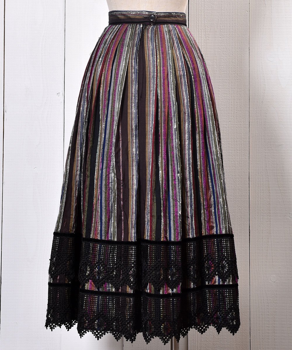 Made in Europe Traditional Multi Stripe Pattern Tyrol Skirt å衼å ޥȥ饤  륹ȥͥ