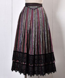 Made in Europe Traditional Multi Stripe Pattern Tyrol Skirt å衼å ޥȥ饤  륹 Υͥå 岰졼ץե롼 ࡼ