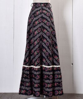 Flower Pattern Maxi Skirt òޥ楹 ֥å Υͥå 岰졼ץե롼 ࡼ