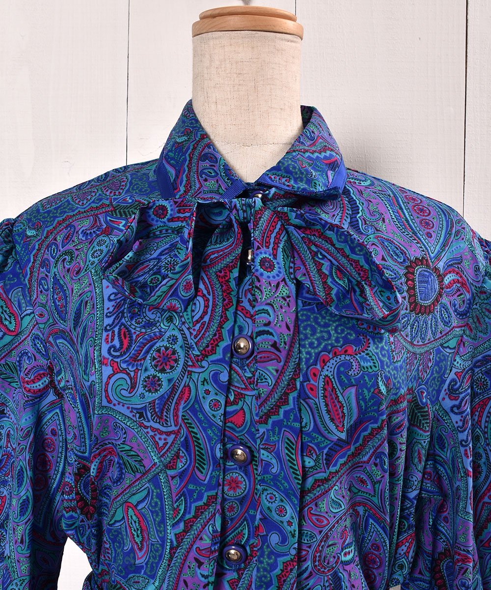 80 S Made In Usa Paisley Multi Pattern One Piece 80年代 アメリカ製 ペイズリー総柄 ワンピース 古着のネット通販サイト 古着屋グレープフルーツムーン Grapefruitmoon Onlineshop ヴィンテージアイテム レトロファッション