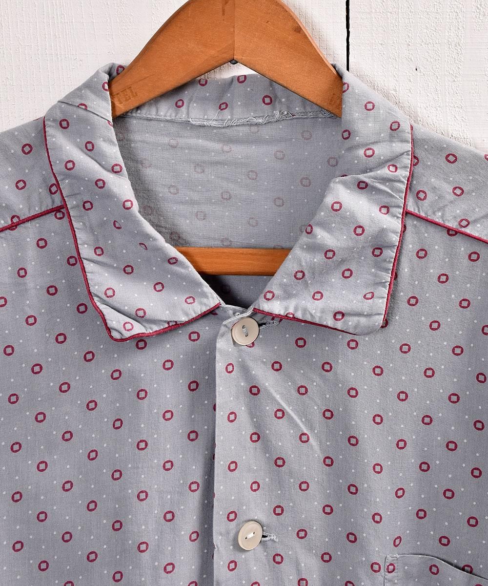 古着 moda blity パジャマシャツ 総柄 XL 2XL 程 古着 60s TOWNCRAFT Penneys 小紋柄 総柄 開襟 ボックス