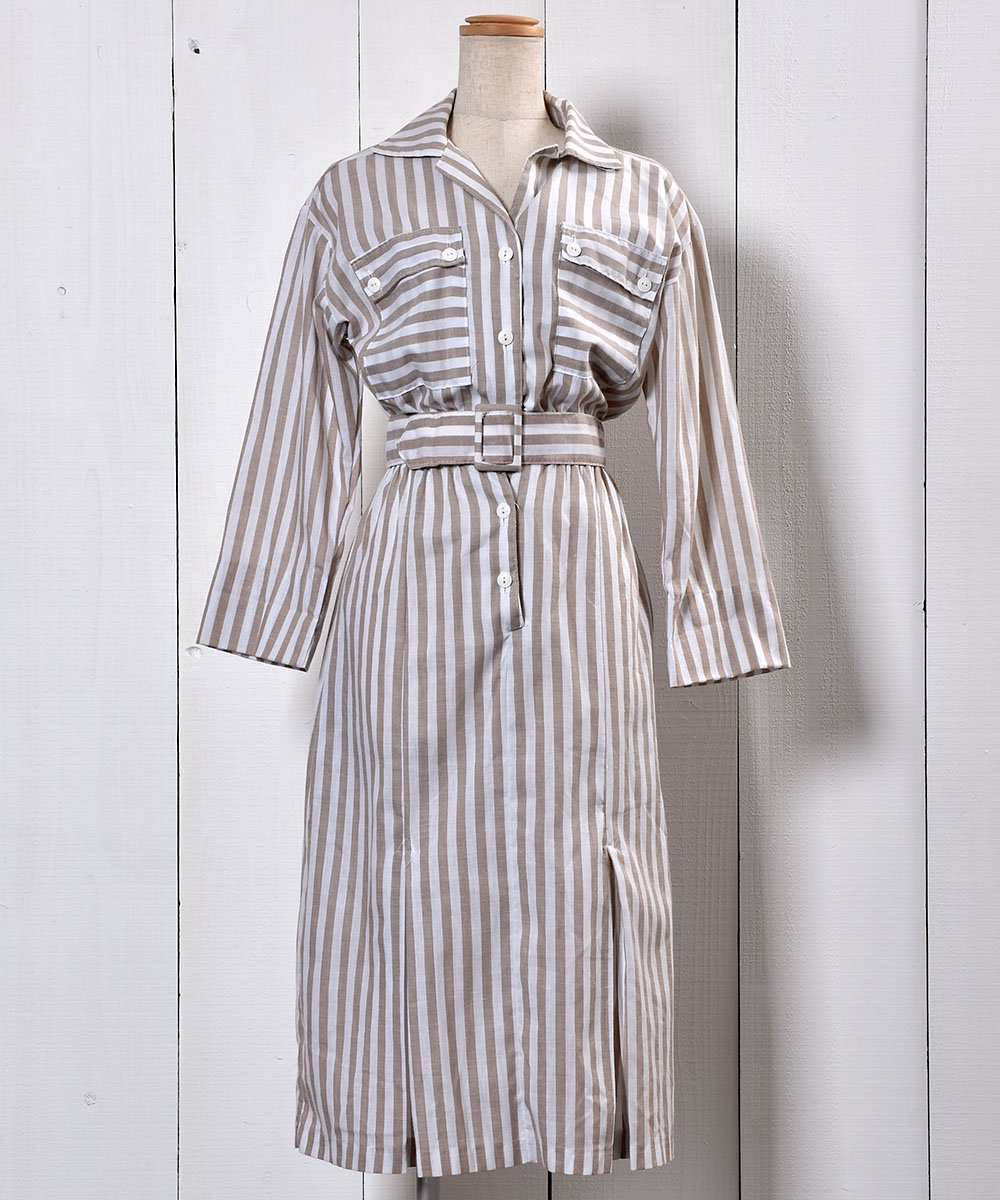 Made in USA Open Collar Stripe One Piece | アメリカ製 開襟デザイン ...