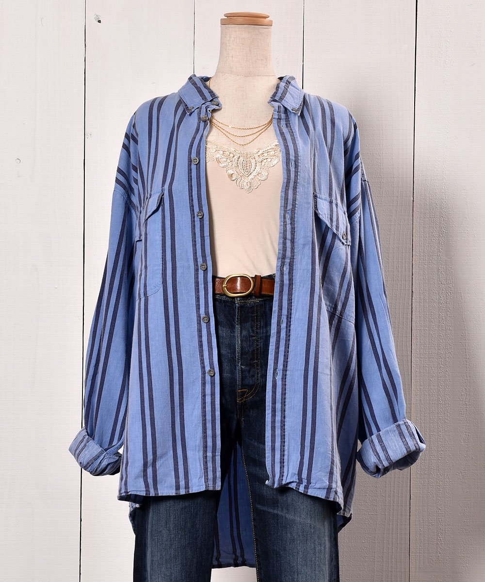  Long Sleeve Cotton Shirt Stripe Ĺµ åȥ  ȥ饤  ͥå  岰졼ץե롼 ࡼ