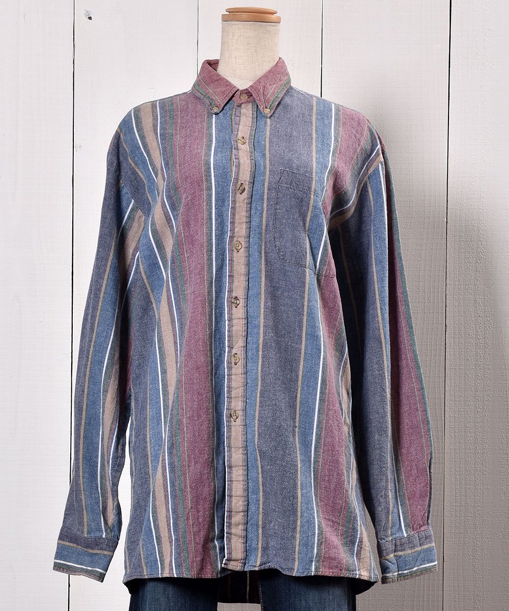 Long Sleeve Heavy Cotton Shirt Stripe Multi Collar Ĺµ إӡ åȥ  ȥ饤 ޥ顼ͥ
