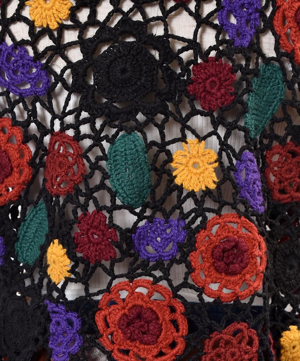Long Sleeve Crochet Knit Flower Pattern Colorful かぎ編み ニット 長袖 花模様 カラフル 古着のネット通販サイト 古着屋グレープフルーツムーン Grapefruitmoon Onlineshop ヴィンテージアイテム レトロファッション