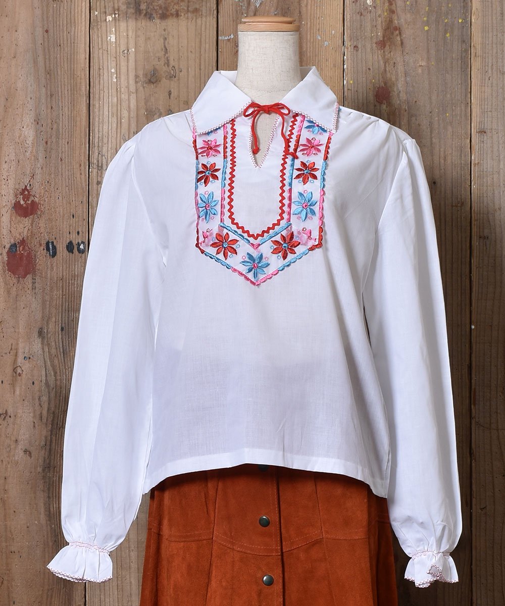 Long Sleeve Embroidery Tunic Blouse  Ĺµ ɽ ˥å֥饦ͥ