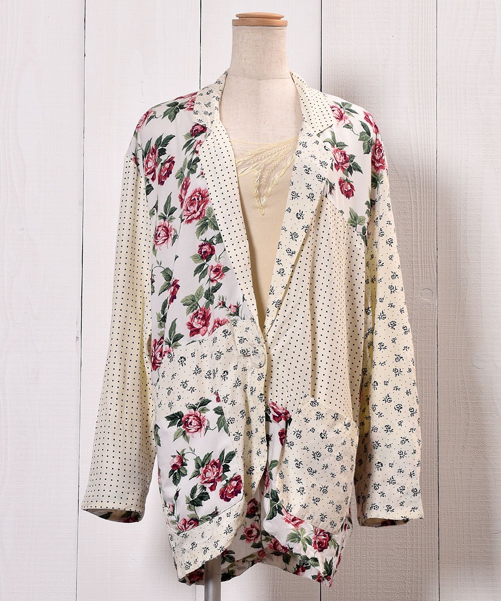  Made in USA DotFlower switching Tailored Jacket | ꥫ ɥåȡ߲ڤؤ 㥱å| ۥ磻  ͥå  岰졼ץե롼 ࡼ