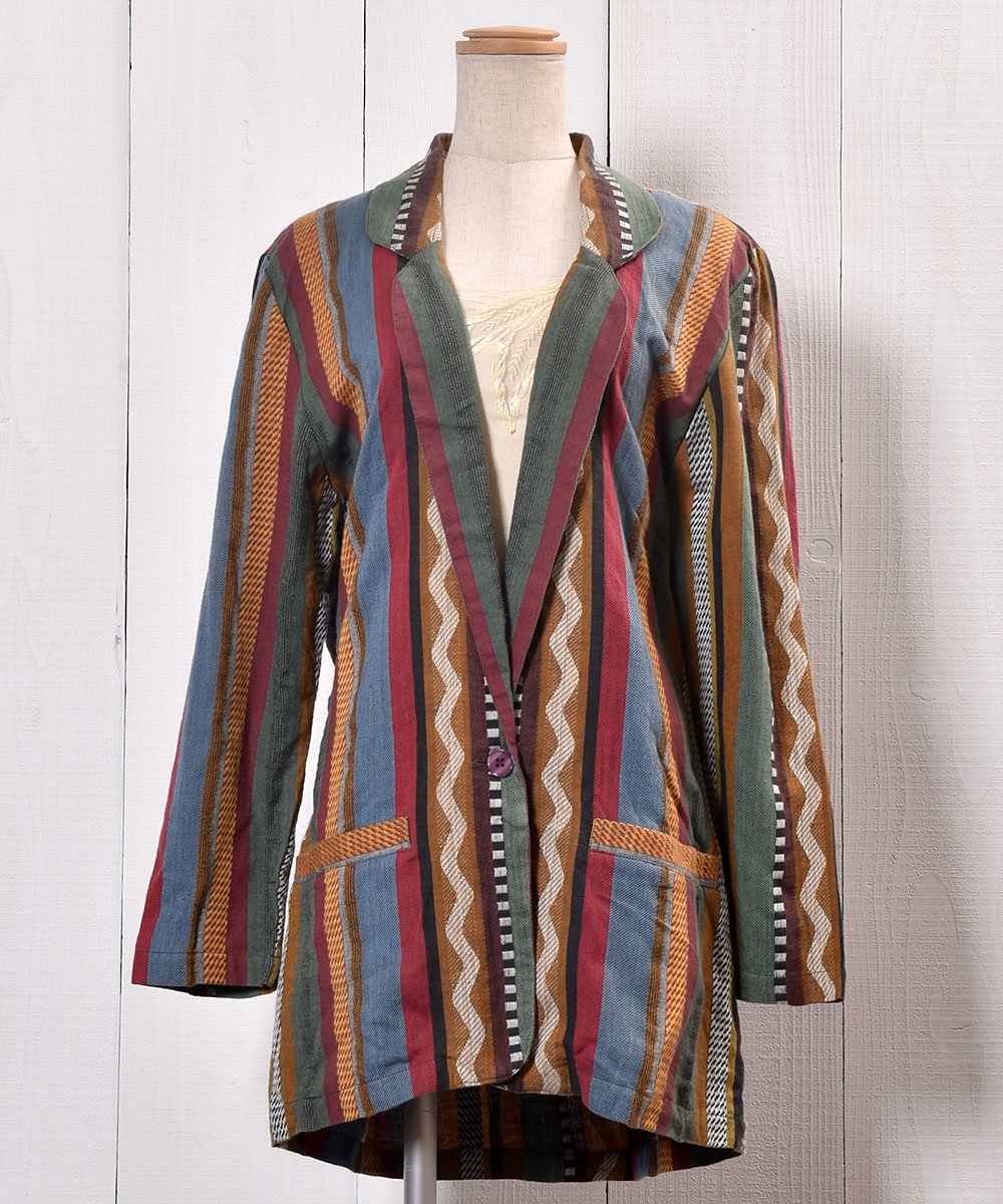  Made in India  Tailored Jacket Cotton Multi Stripeå ޥȥ饤 ơ顼ɥ㥱å    ͥå  岰졼ץե롼 ࡼ