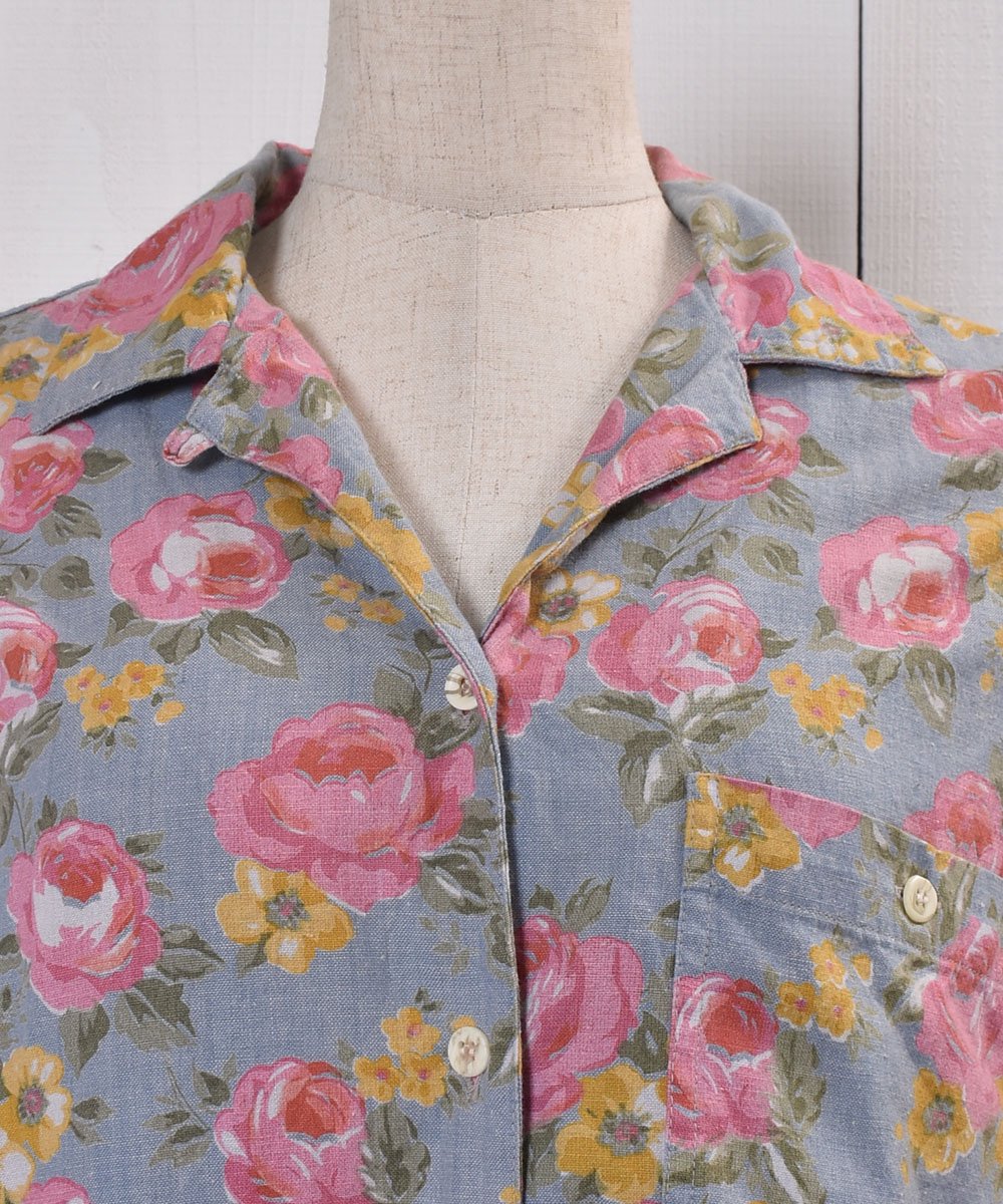 Made in India Short Sleeve Cotton Shirt Flower Pattern å Ⱦµ åȥ󥷥  ðͥ