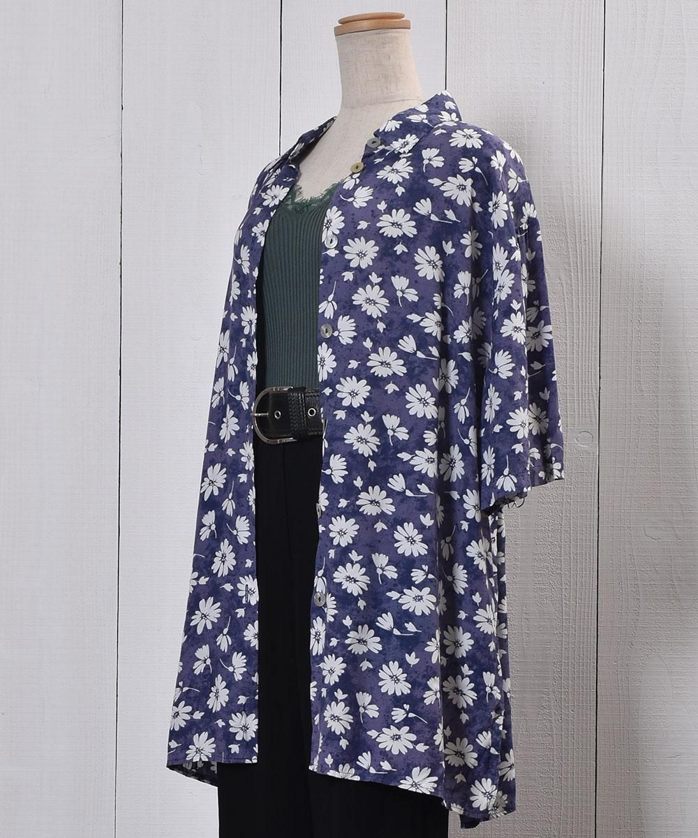 Short Sleeve Shirt Flower Pattern Cosmos Shell ButtonȾµ  ⥹ ܥ󥵥ͥ