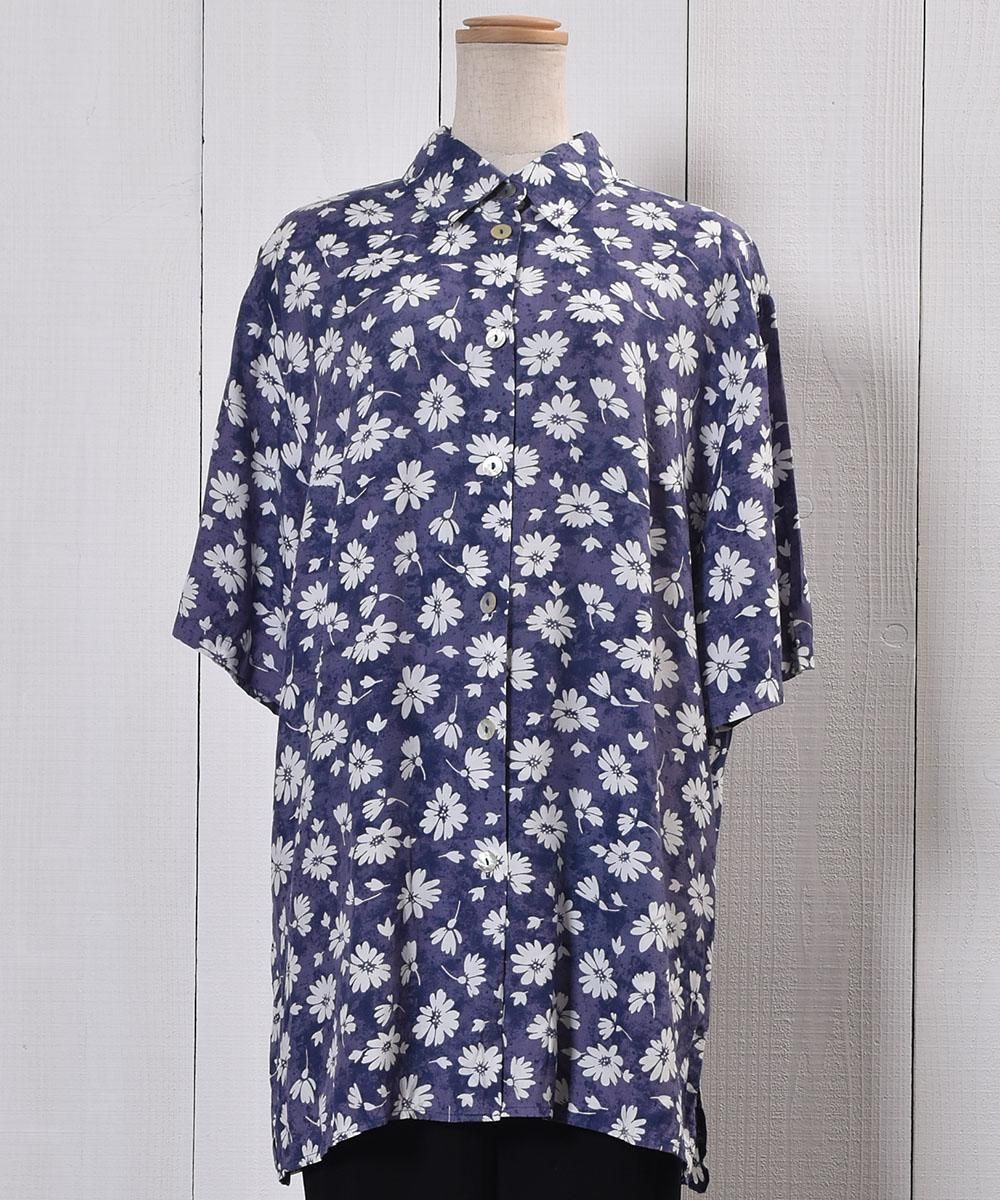 Short Sleeve Shirt Flower Pattern Cosmos Shell ButtonȾµ  ⥹ ܥ󥵥ͥ