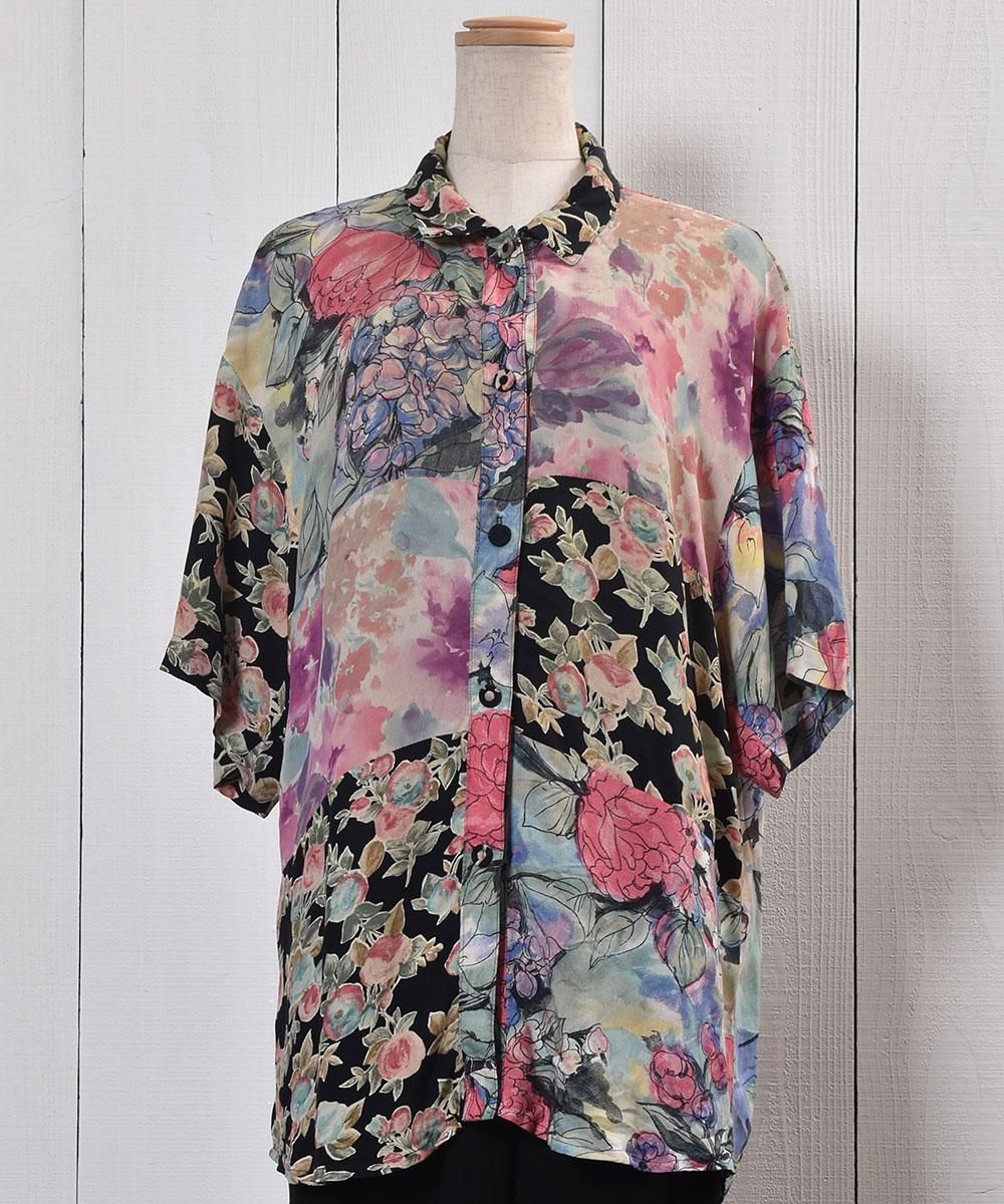 Made in USA Short Sleeve Shirt  Flower Pattern Patchwork åꥫ Ⱦµ   ѥåͥ