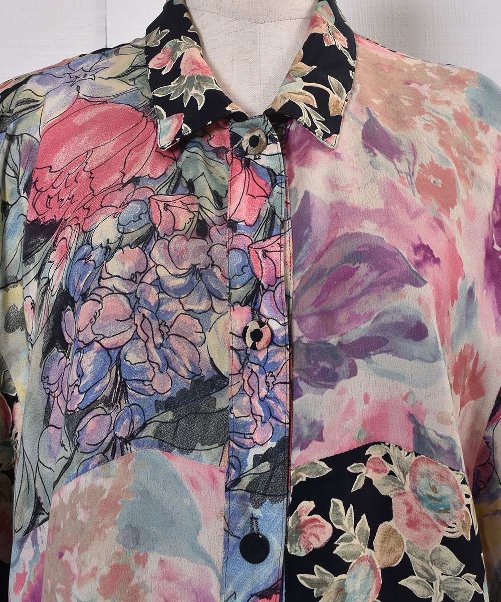 Made in USA Short Sleeve Shirt  Flower Pattern Patchwork åꥫ Ⱦµ   ѥåͥ