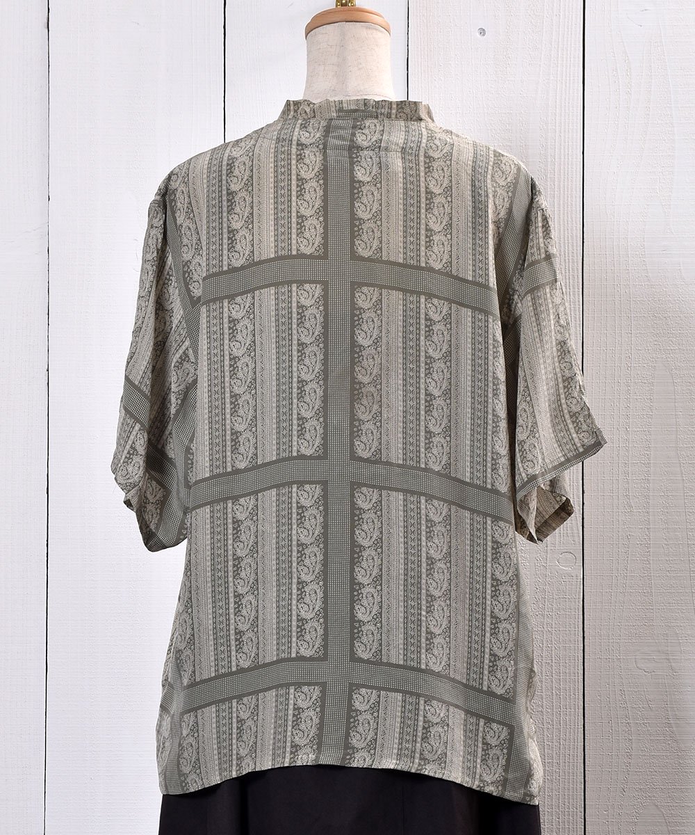 Short Sleeve Silk Shirt Paisley Pattern Shell ButtonȾµ 륯 ڥ꡼ ܥ󥵥ͥ