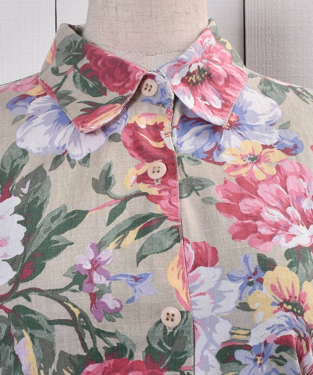 Made in USA Short Sleeve Shirt Flower Patternåꥫ Ⱦµ  ͥ