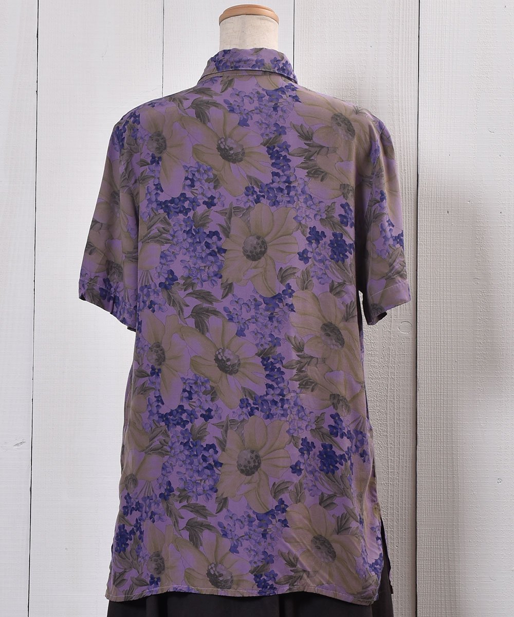 Short Sleeve Shirt Flower Pattern ViolaȾµ   ߥ쥵ͥ