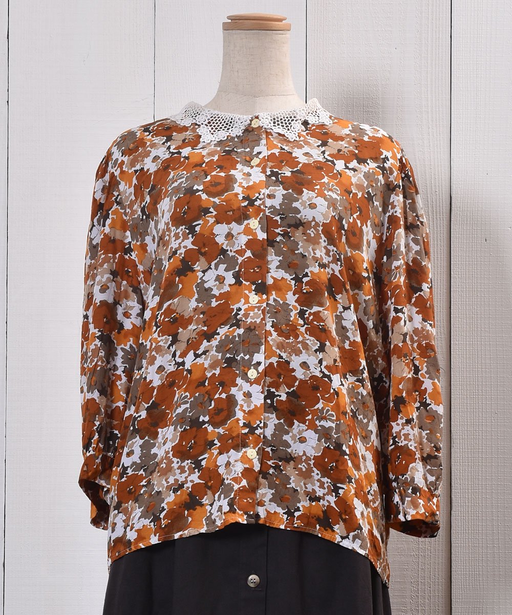 7 Sleeve Shirt Flower Pattern Lace Collarüʬµ   졼ߥͥ