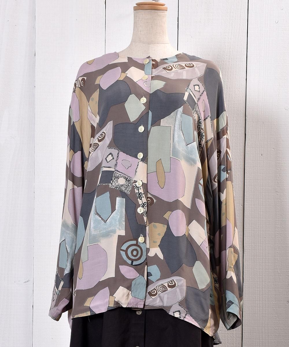 Multi Art Pattern Collarless Shirts ޥ Ρ顼 Ĺµ ͥ
