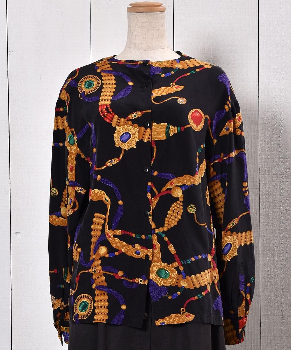Jewelry Pattern  Long Sleeve Silk Shirt Ĺµ 륯 奨꡼ Ρ顼ͥ