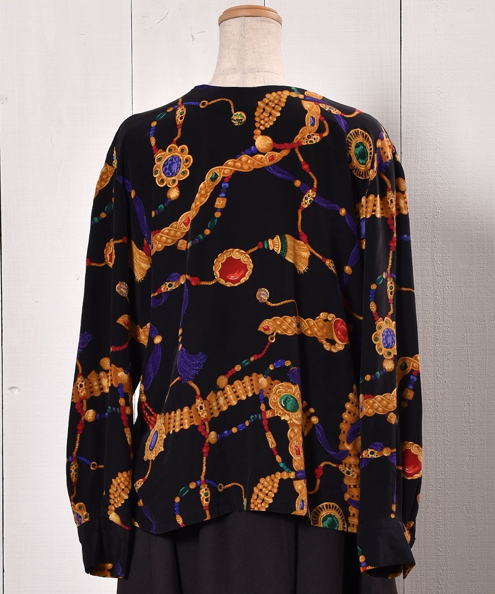 Jewelry Pattern  Long Sleeve Silk Shirt Ĺµ 륯 奨꡼ Ρ顼ͥ