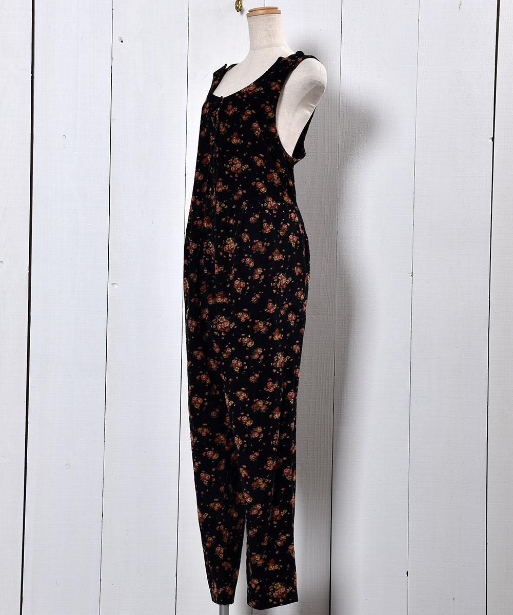 Sleeveless  All-In-One Flower Pattern Corduroy Round Neck  | Ρ꡼ ǥ 륤  饦ɥͥåͥ