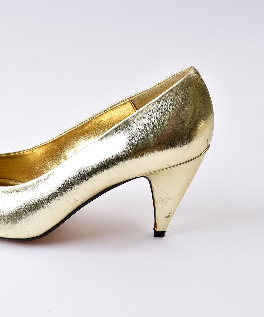 Gold Leather Pumps | ゴールド レザーパンプス - 古着のネット通販 ...