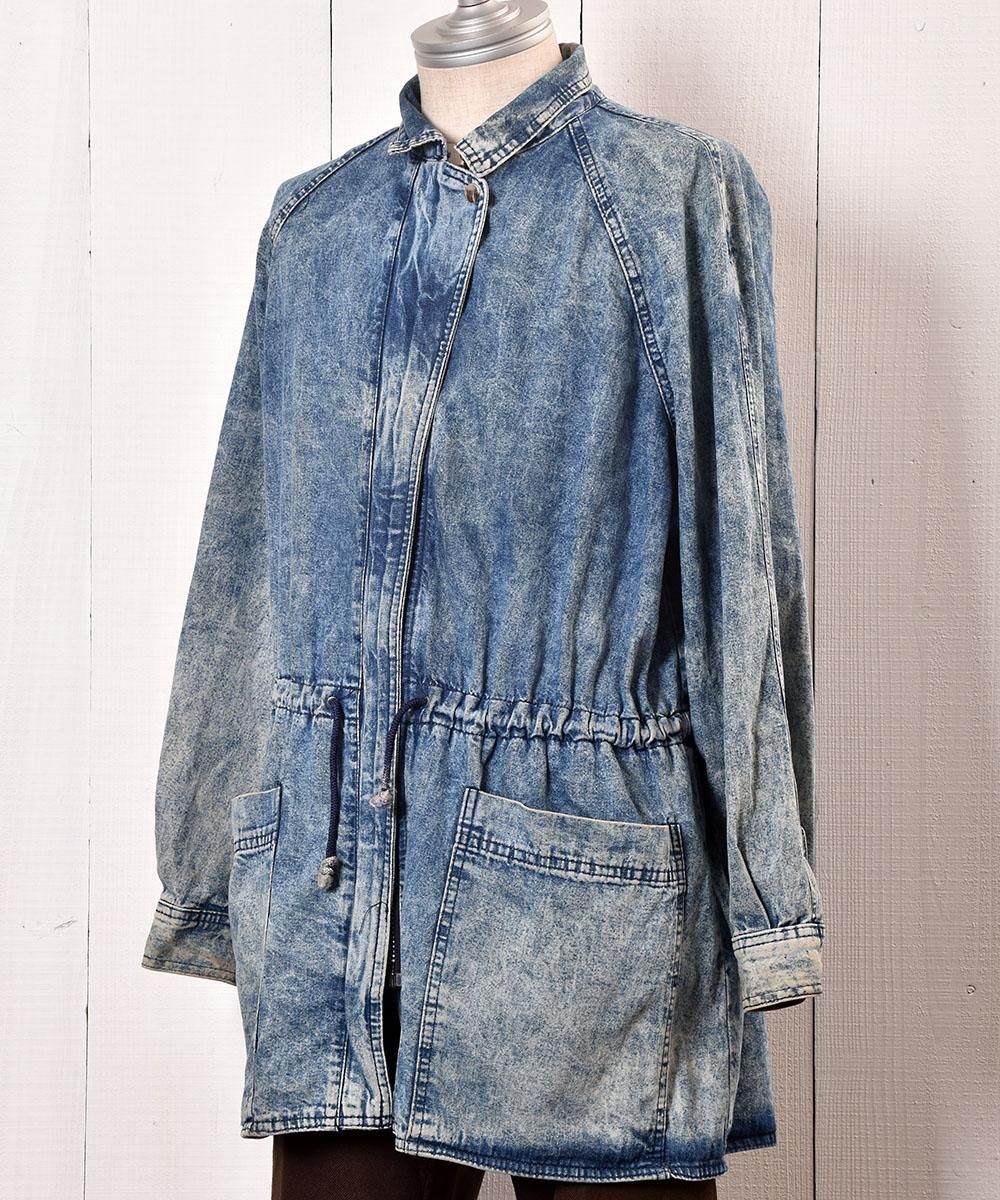 3点¥10,000 ビンテージ 古着 卸 レトロ 80's ケミカルデニムコート 80s ビンテージ VENEZIA ケミカル ウォッシュ ブラック デニム