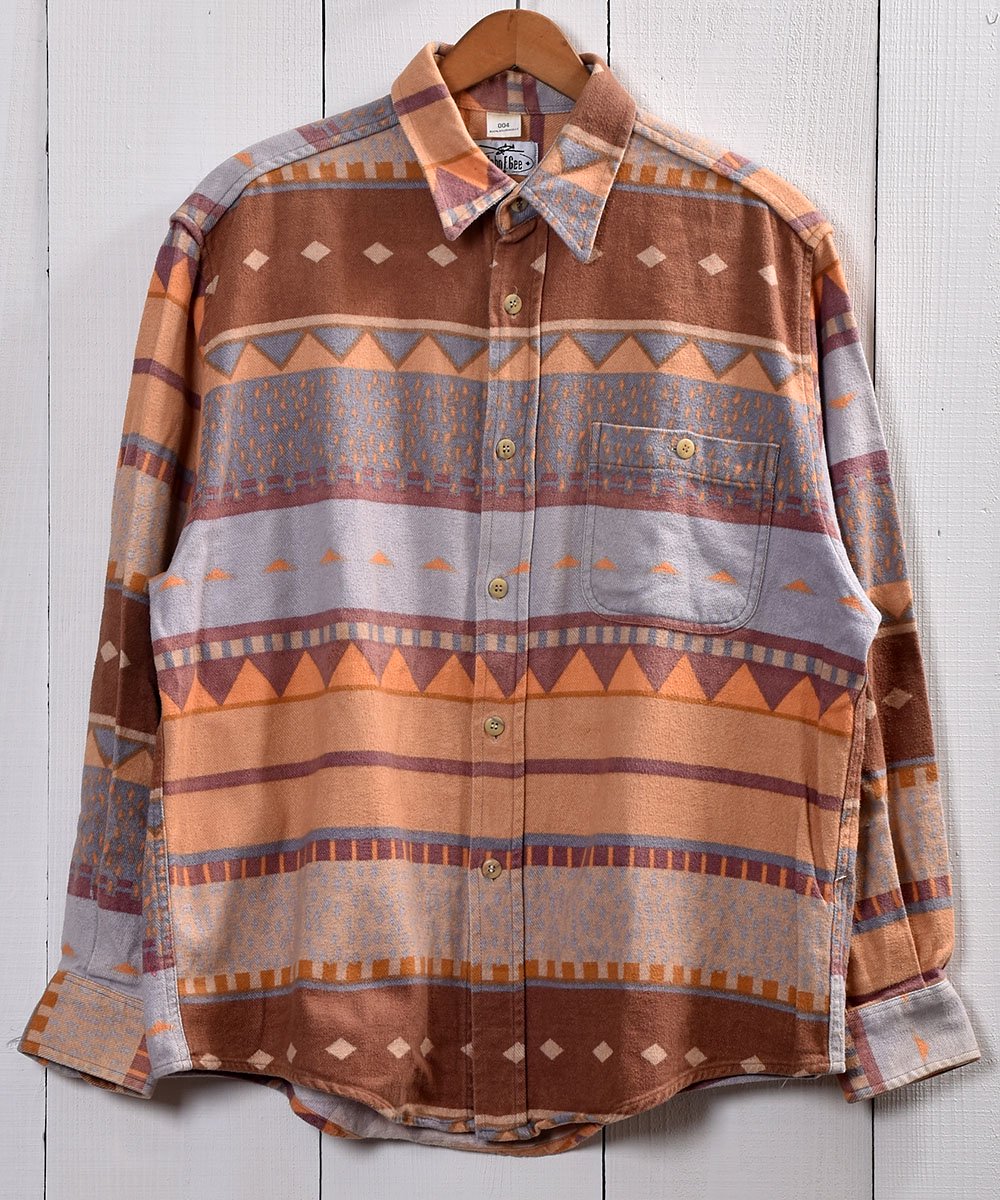 Native Pattern Euro Flannel Shirt｜ネイティブ柄 ユーロフランネル