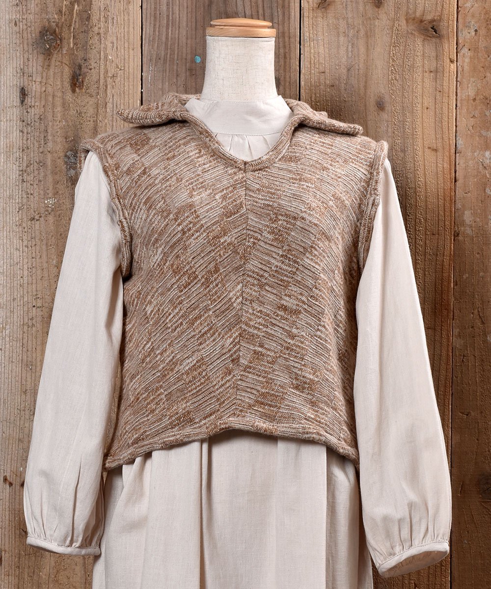  Made in Itary Collared  Beige Knit Veståꥢ դ ˥åȥ٥ ١  ͥå  岰졼ץե롼 ࡼ