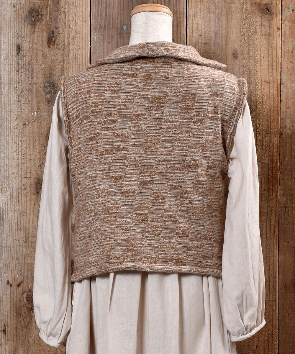 Made in Itary Collared  Beige Knit Veståꥢ դ ˥åȥ٥ ١ϥͥ