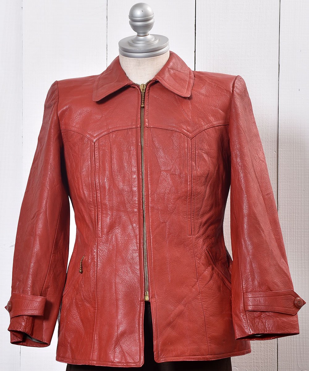  70s~ Leder Leather Jacket70ǯ 쥶㥱å  ͥå  岰졼ץե롼 ࡼ