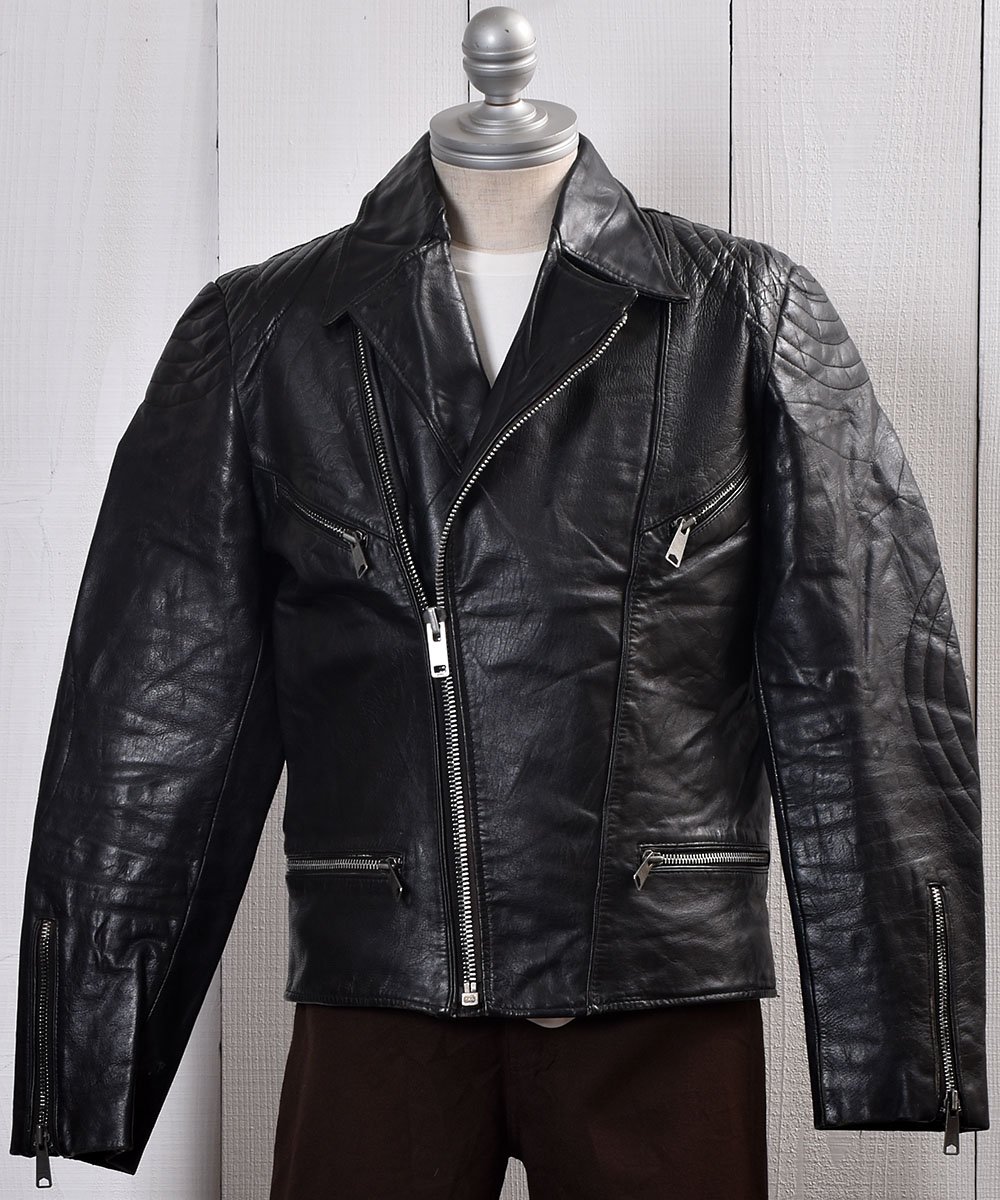 vintage lether jacket black navy L