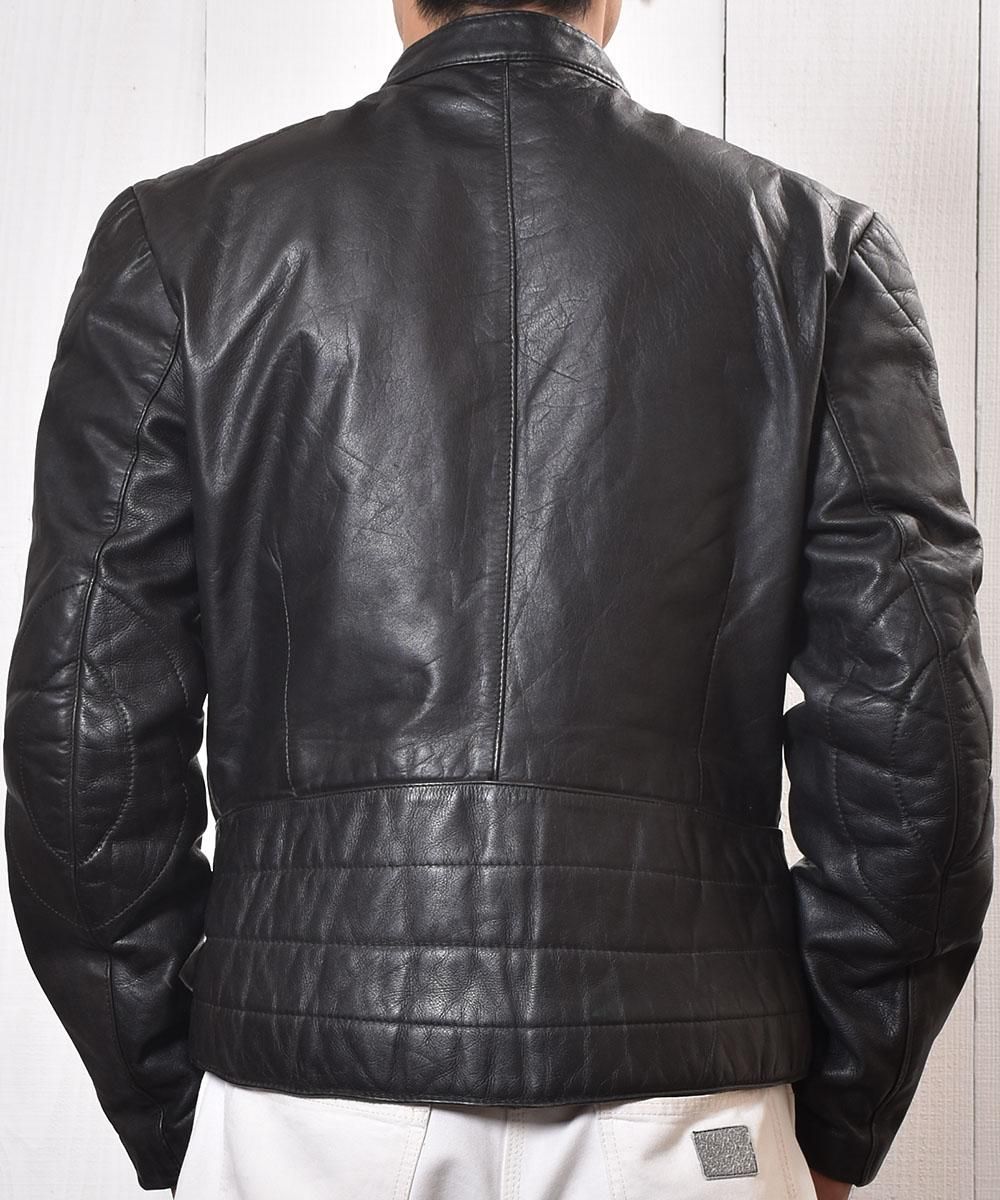 Euro Motorcycle Leather Jacket｜ユーロ スタンドカラー ライダース ジャケット｜ブラック - 古着のネット通販サイト  古着屋グレープフルーツ ムーン(Grapefruitmoon)Onlineshop ヴィンテージアイテム・レトロファッション