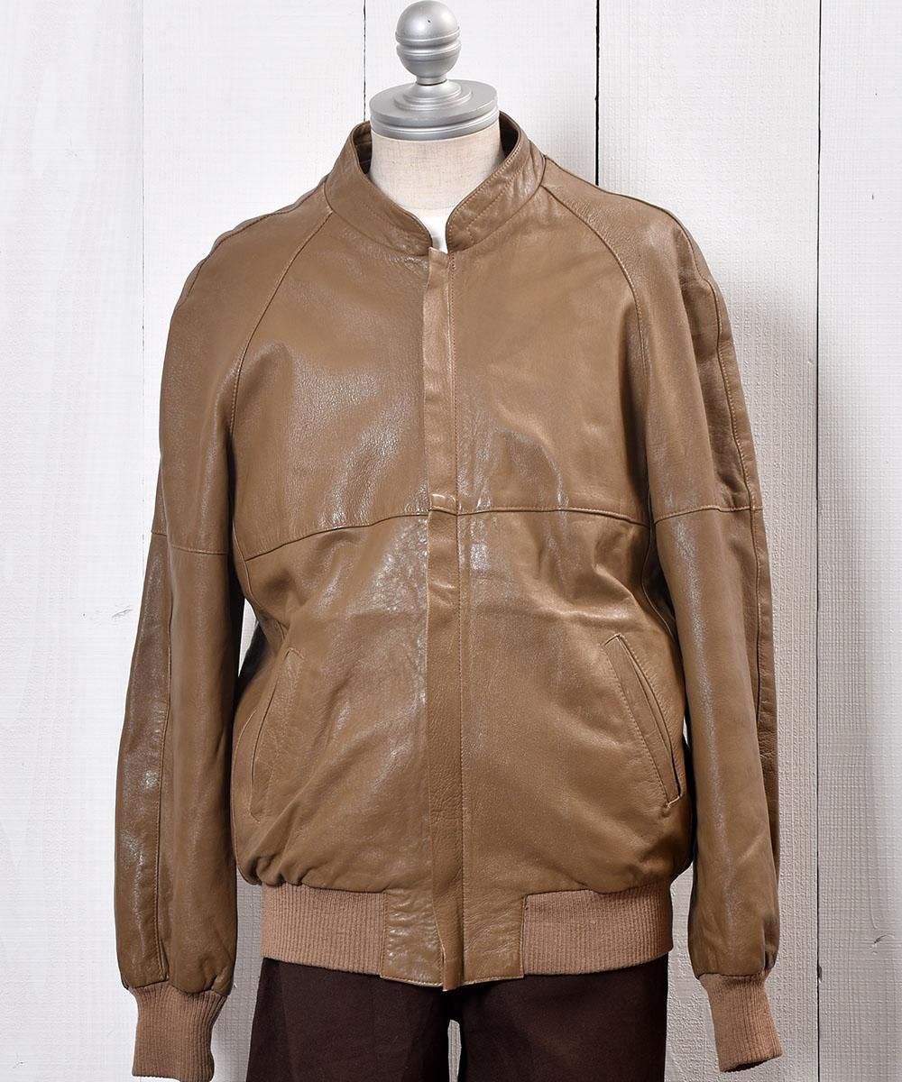 Stand collar leather jacket