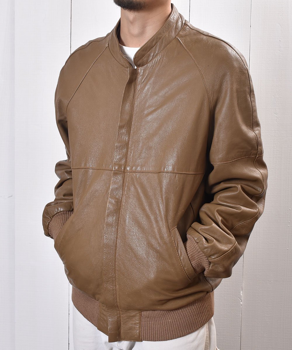 Stand Collar Leather Jacket Blouson type Camel ｜ スタンドカラー