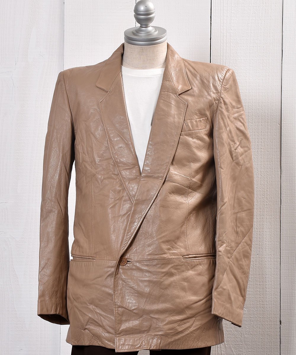  Beige Leather Tailored Jacketå쥶ơ顼ɥ㥱å ١   ͥå  岰졼ץե롼 ࡼ