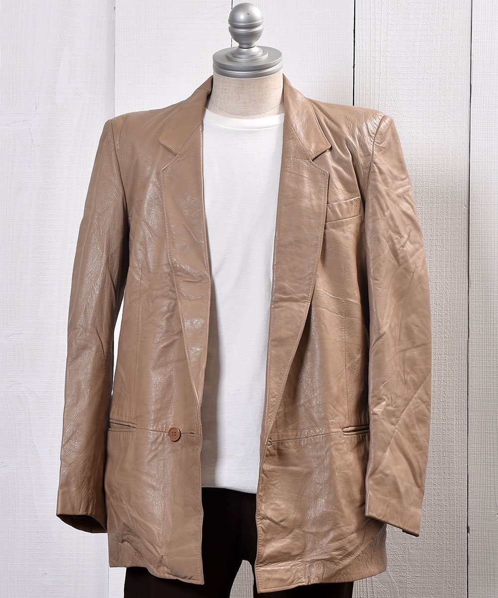 Beige Leather Tailored Jacket｜レザーテーラードジャケット