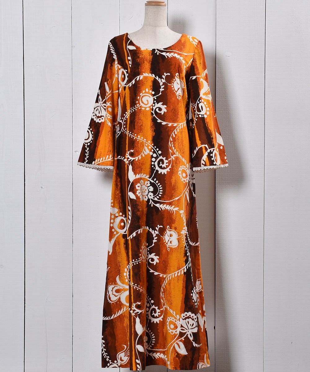  Made in Hawaii 70's Bell Sleeve Hawaiian Dress åϥ磻ꥫ 70ǯ ٥륹꡼ ϥ磻ɥ쥹  ͥå  岰졼ץե롼 ࡼ