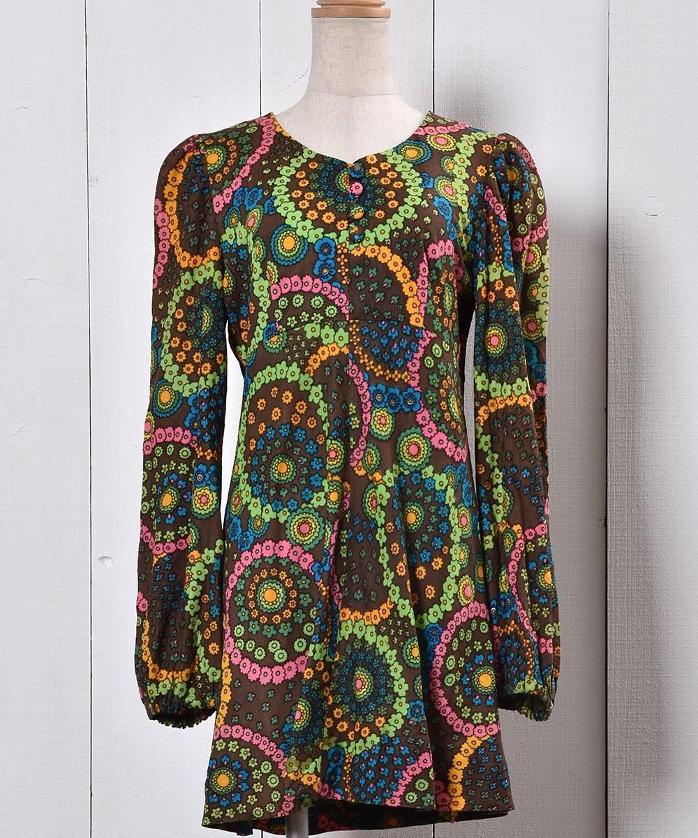 70's Flower Pattern mini One-Piece ｜70年代 総柄ミニワンピース 花 ...