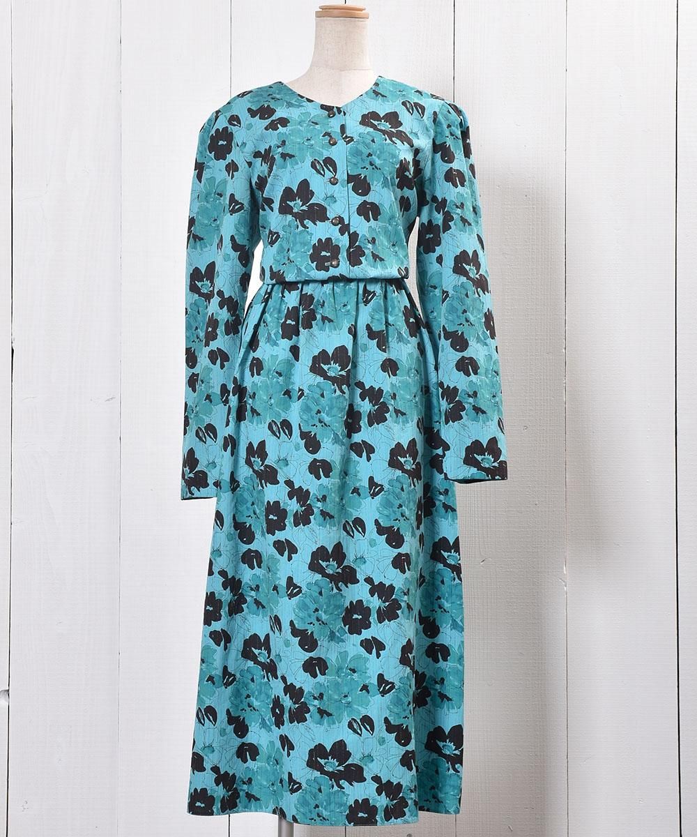 Flare One Piece Flower Pattern Stripe フレア ワンピース 花柄 ミント ストライプ 古着のネット通販サイト 古着屋グレープフルーツムーン Grapefruitmoon Onlineshop ヴィンテージアイテム レトロファッション Flare One Piece Flower Pattern Stripe フレア ワンピース 花柄 ミント ストライプ 古着のネット通販サイト 古着屋グレープフルーツムーン Grapefruitmoon Onlineshop ヴィンテージアイテム レトロファッション
