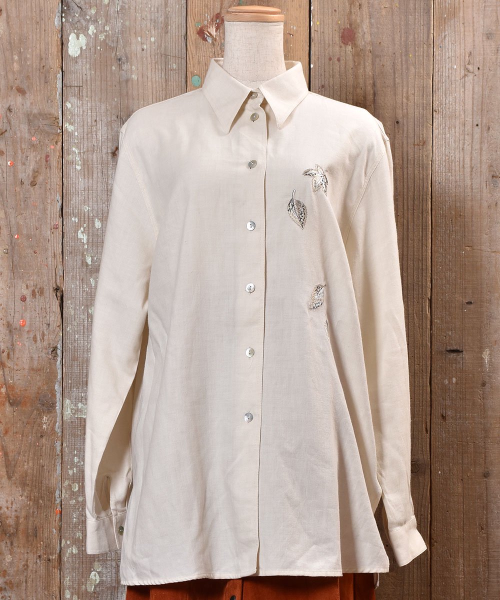 Long Sleeve Shirt Embroidered Shell Button Ĺµ  ɽ ܥ󥵥ͥ