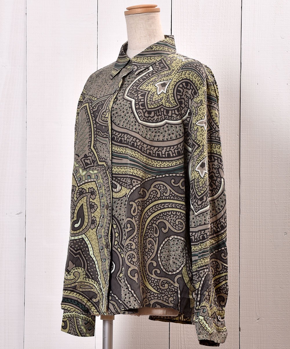 Long Sleeve Silk Shirt Paisley å륯 Ĺµ ڥ꡼ͥ