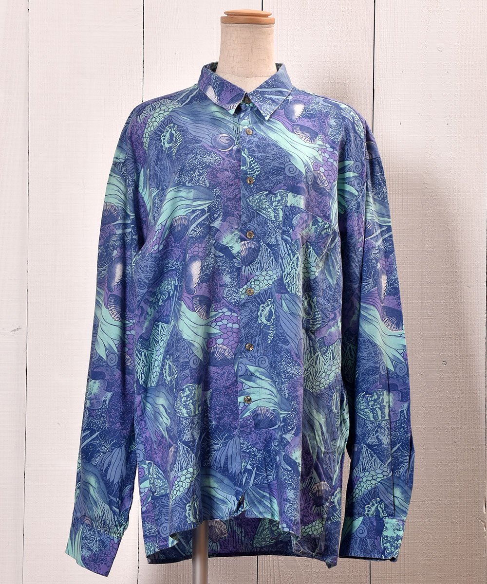  Long Sleeve Shirt Seabed Patternó Ĺµ  ֥롼  ͥå  岰졼ץե롼 ࡼ