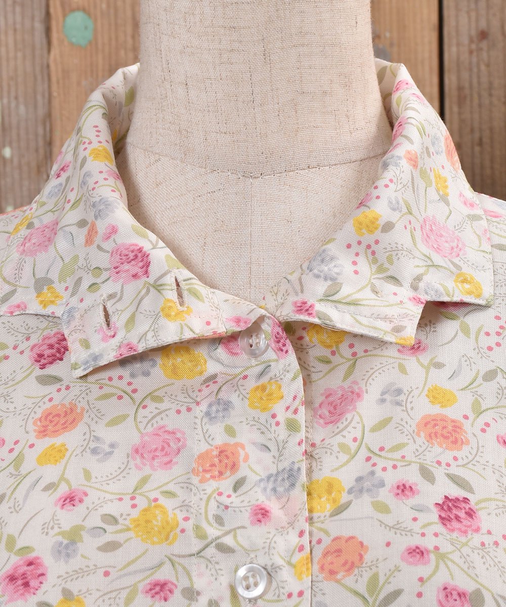 Long Sleeve Shirt Flower Pattern Wing Collar｜長袖 シャツ 花柄